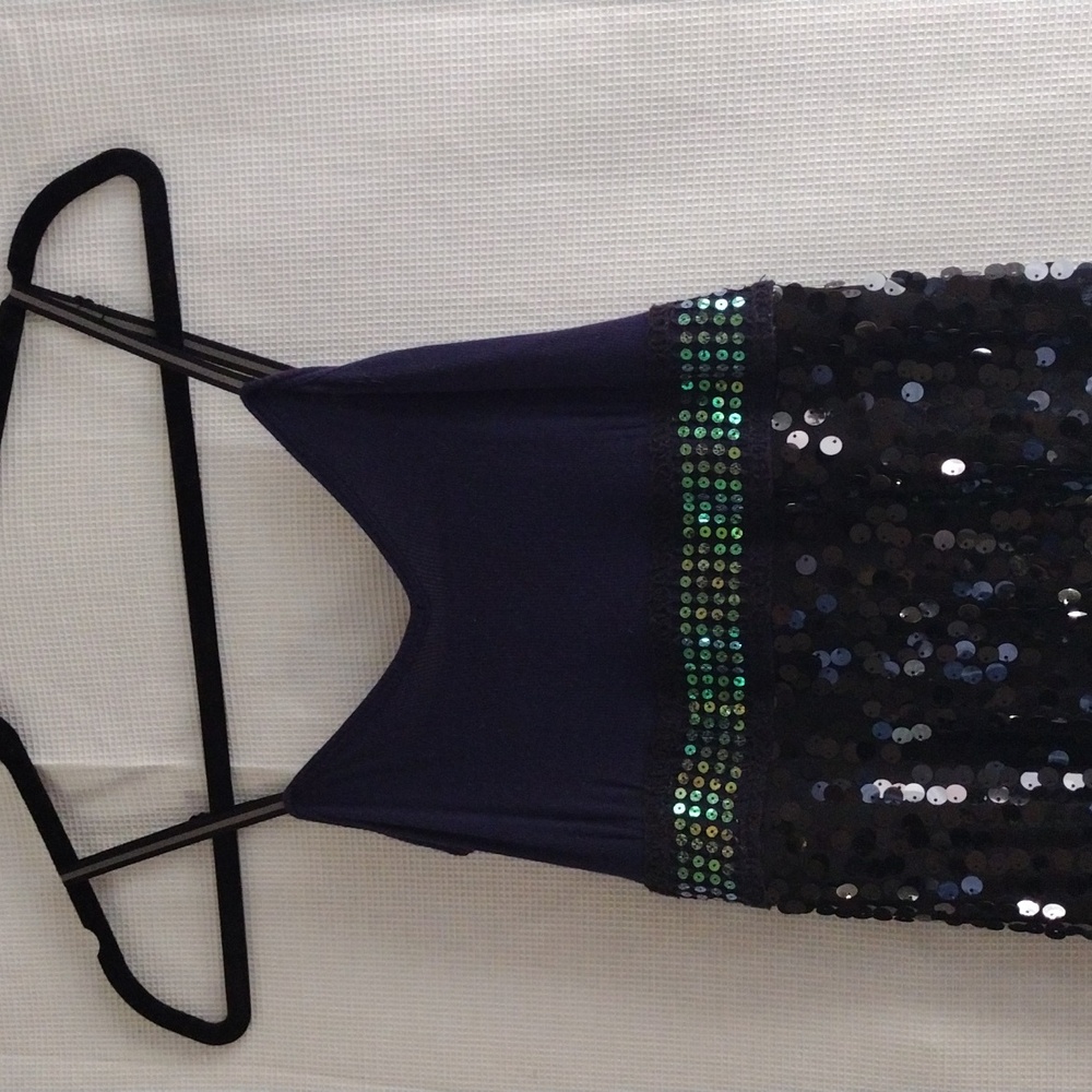 Free People black, navy sequins babydoll cocktail dress junior size 4
